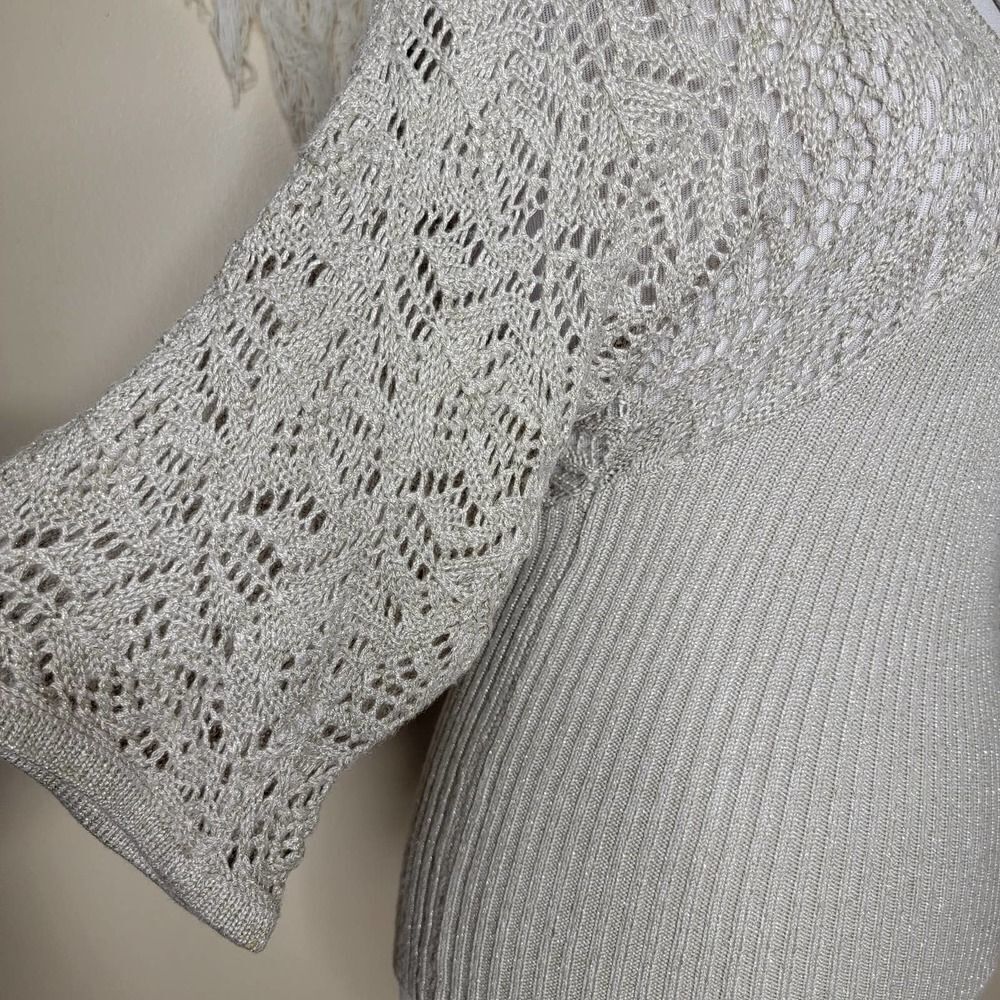 XOXO Collection Knit Metallic Sweater Tan Silver Size Small - Picture 12 of 16